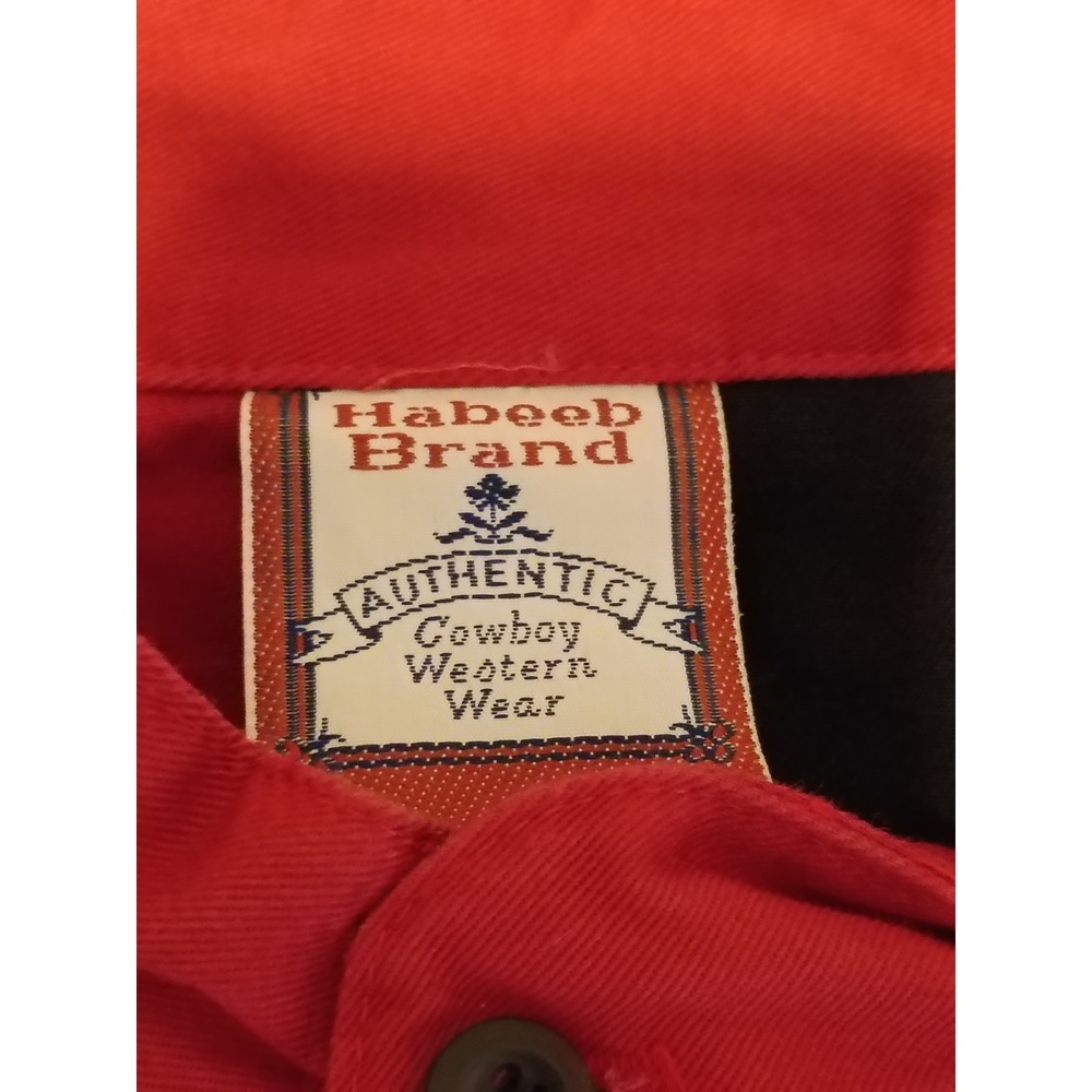 Vitage 90's Habeeb Brand Mens Colorblock Western Cowboy Shirt Band Collar Medium - Picture 6 of 11